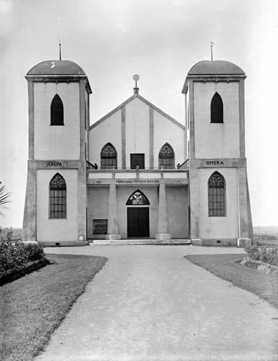 Photograph of the Rātana Church, located at Rātana pā, near Turakina, that was opened in 1927.