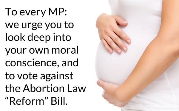 A letter from National Church Leaders to the sitting MPs concerning the Abortion Law “Reform” Bill