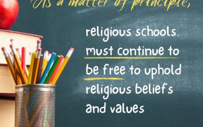 作為一項原則，宗教學校必須繼續自由地維護宗教信仰和價值觀